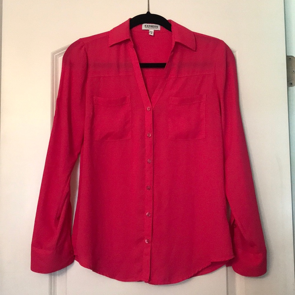 Express pink button up blouse